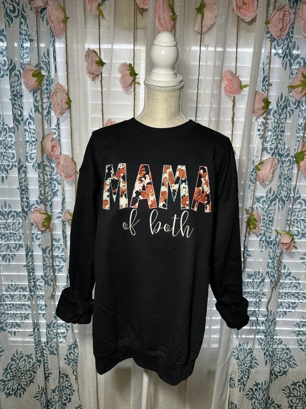 Mama of Both Embroidered Sweatshirt